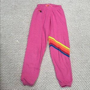 Aviator Nation Pink Sweatpants Neon Chevron •Small